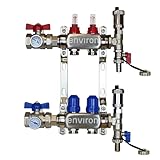 ENVIRON- Heizkreisverteiler [2-12 Heizkreise] mit Kugelhahn Set und Schnellentlüfter Set | Fußbodenheizung Heizung (2 Heizkreise)