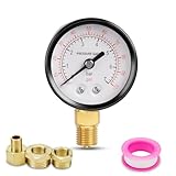 Innfeeltech 1-Pcs 50mm Well Pump Manometer BSP 1/4' 0-7 Bar 0~100 Psi mit 2-Stück Buchse 1/4' zu 3/8', 1/4' zu 1/2' und 1-Stück Hex Nippel Reduzierend 1/4' zu 1/8', ein Teflonband, Radial