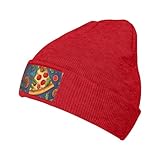 AdaNti Beanie für Damen, Pizza-Druck, Strickmütze, Herren, Wintermütze, weiche Strickmütze, warme Beanie-Mütze, Rot/Ausflug, einfarbig (Getaway Solids), Einheitsgr��e