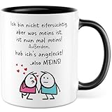 Tasse Jahrestag mit Spruch lustig Geschenk Ich bin nicht eifersüchtig Kaffeetasse Valentinstag Liebe Ehe Paar Beziehung Geschenkidee für Freundin Ehefrau Ehemann Partner Lieblingsmensch