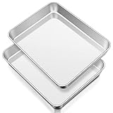 Onader Backblech, Edelstahl Rechteckig Auflaufform Backform 2er Set, Tiefes Ofenblech Kuchenblech für Lasagne Brownie, Gesund & Spülmaschinenfest, 31,8 x 24,8 x 5cm