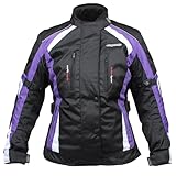 RKSports 747 Motorradjacke für Damen, wasserdicht, Textil, Pink, Grau, Lila, Hi-Vis Gr. 24, violett