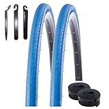2 x Kenda 28' Kontender K-196 Rennradreifen in Blau 26-622 (28 x 1,10) + 2 passende Schläuche SV inkl. maxxi4you Reifenheber