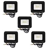 Aufun 5x10W LED Strahler Kaltweiß Superhell LED Fluter Außenstrahler IP65 wasserdicht Aluminium Scheinwerfer Licht für Garten, Garage, Hof oder Hote