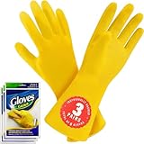 SteadMax 3 Paare X-Large Reinigungshandschuhe, Wiederverwendbare Naturlatex Gummihandschuhe, Wasserdichte Rutschfeste Spülhandschuhe für Küche und Haushalt (XL, 3 Paare)