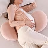 WQU Schwangerschaftskissen zum Schlafen, Mutterschaftskissen, Unterstützung für Seitenschläfer, Unterstützung für Rücken, Bauch, Hüften schwangerer Frauen, abnehmbares und verstellbares doppelseitiges
