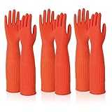 Yaoliucp Waschen von Handschuhen 3 Paar 15-Zoll-Ellbogenlänge Nicht-rutschfeste Latexreinigungshandschuhe hautfreundlicher elastischer Schutz für Reinigen nach Hause, Küche, Badezimmer, Autoschale