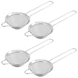 CHUIFAI 4 Stück Cocktailsieb Edelstahl Kegelförmiges Sieb, Spitzsieb Klein Konisches Sieb mit Griff, Feinmaschiges Cocktail Küchensieb für Tees Getränke Cocktails Mehl Zucker Gewürze