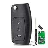 433 MHz 4D63 Chip Auto-Fernbedienung Schlüsselanhänger für Ford Focus Fiesta C-Max S-Max Galaxy Mondeo Schlüsselgehäuse 3 Tasten mit HU101 Klinge Schraubendreherring