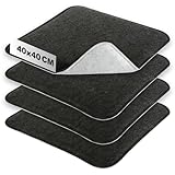 com-four® 4X Sitzkissen aus Filz 40 x 40 - gepolstertes Stuhlkissen - eckige Sitzpolsterauflage für Esszimmer, Garten, Balkon - 2-farbiges Wendekissen