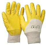 SBS® Nitrilhandschuhe | 12 Paar | Gelb | Gr. 9 L | mit Strickbund Nitril-Handschuhe | Arbeitshandschuhe