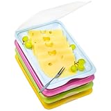 NARVIC Aufschnittboxen für Kühlschrank - Frischhaltedosen mit Deckel stapelbar GROSS für Wurst, Käse, Lachs - incl. wiederverwendbaren Serviergabeln - BPA-frei - 17cm x 3,2cm x 25,2cm