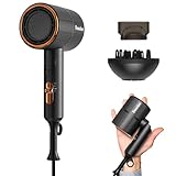 RESCIEN Föhn Fön- 10x7x19cm/250g, Haartrockner Ionen 2000W- klein & Faltbar & 2026 Neu, Reisehaartrockne mit Stylingdüse & Diffusorr, Schnelltrockne Reisefön, Salon Hairydryer Haarföhn leise (Schwarz)