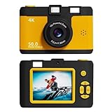 Breeshy Digitalkamera, 4 K, Retro, Doppelobjektiv, multifunktional, CCD, Thermokamera, Sofortbildkamera, für Studenten auf Reisen, kompakte Fotografie, Gelb