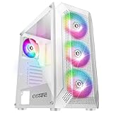 EMPIRE GAMING - PC-Gehäuse Gamer Ruby – ARGB Mittelgroßer Tower ATX, MATX, ITX – Netzblende – Seitenwand aus Acrylglas – 4 Ventilatoren 3 Pin 5V LED RGB Adressierbar 120 mm -MB Sync – Weiß
