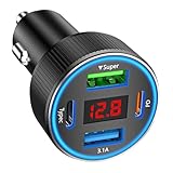 Zigarettenanzünder USB C, USB Zigarettenanzünder Adapter 12v USB Adapter Auto kfz Ladegerät Schnellladegerät für iPhone Samsung Telefon Tablets (Schwarz)