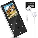 64GB Mini MP3 Player Bluetooth,MP3-MP4 Spieler mit Lautsprecher,Kopfhörer,TF-Kartenslot,Abspielgerät Für Hörbücher, 1.8' Farbbildschirm,Mini Radio,Video,Sprachaufzeichnung,mit Sportarmband