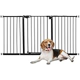 PawHut Türschutzgitter Hunde, Absperrgitter, 74-147,5 cm, Treppenschutzgitter für Haustier, Hundegitter inkl. 3 Verschiedene Verlängerungen, Schutzgitter ohne Bohren, Metall, Kunststoff, Schwarz