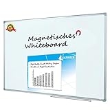 Lockways Whiteboard - Magnetisch Stabiler Tafel - praktische Weißtafel 90 x 120 cm, silbrig Metall Rahmen für Schule, Wohnung und Büro