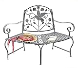 DanDiBo Sitzbank Halbrund Metall Wetterfest Grau 130 cm Baumbank 96013 Gartenbank Parkbank Eisenbank
