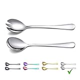 Berglander Salat Server Set, Salat Servierset aus Edelstahl, Salat Server, Salatlöffel, Salatgabel, 2er-Pack (glänzendes Silber)