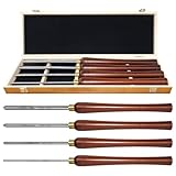 SIIIXS 4 Stück Drechseleisen Set, HSS Drechselmesser im Holzkoffer, Drechselwerkzeug für Holz, 6mm,10mm,13mm und 16mm Meißel für Holzdrehen