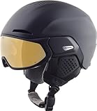 Alpina Alto Q-LITE - Sicherer, Stoßabsorbierender & Individuell Anpassbarer Skihelm Mit Kontrastverstärkendem Visier Für Erwachsene, Black matt (Gold Mirror), 59-63 cm