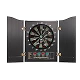 MIIWWOWO Elektronische Dartscheibe Dartautomat Standgerät mit 12 Pfeile & 88 Dartköpfe, Display & Türen, Dart Elektronisch für Büros, Gärten, Partyräume, Kneipen, Garagen (Schwarz, 102×62cm)