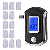 HKBTCH Alkoholtester, Promillemessgerät, Alkoholtester Polizeigenau mit 12 Mundstücken, Alkohol Tester Mit LED-Display Digital Schnell Tragbar, Halbleiter Sensorik Promillemessgerät