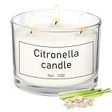 Citronella Kerze Outdoor Groß 400g, Draußen Kerze Outdoor und Innen,Dicke Glasflasche, Hochtemperaturbeständig,Natürliche Sojawachs Kerze für Balkon,Picknick,Camping,Terrasse, Sommergeschenk (Weiß)