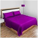 Bügelfreies Perkal-Bettlaken, King-Size-Bett, Polycotton, Anti-Falten, Hotel-Qualität, Luxus-Bettlaken, einfarbig, Beerenfarben