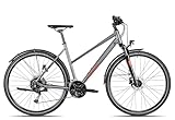 Axess Veris Street Trapez | Crossbike | 27-Gang Schaltung | 28 Zoll Damenfahrrad | Hydraulische Scheibenbremsen, Farbe:Grey, Rahmengröße:56 cm