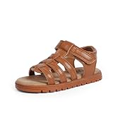 QIY Kleinkind-Sandalen für Mädchen, kleine Kinder, Sommerkleid, Schuhe, offene Zehen, flache Prinzessinnensandalen für Schule, Strand, Party, Braun, 2 Little Kid