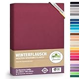 Winter Spannbettlaken | Farbenfrohes Thermo Fleece | Spannbetttuch, Bettlaken in vielen Größen und Farben (90 x 190 cm - 100 x 200 cm, Bordeaux/Weinrot)