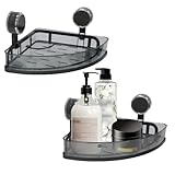 Dusch-Caddy 2er-Pack, Badezimmer-Regale, leistungsstarker Saugnapf-Eck-Duschablage, Badezimmer-Organizer und Aufbewahrungskörbe mit Drainageboden, kein Bohren, Wand-Badedekoration und Zubehör
