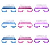 9 Stück Griff Nagelbürste, Kunststoff Handbürste, Nagel Scrubber Reinigungsbürste, Hand Schönheit Pinsel, Mini Bürstenkopf, geeignet für Nägel, Haustier Zähne