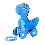 SUPVOX Holz Ziehtier Dinosaurier Nachziehspielzeug für Junge Mädchen Ab Jahr Langlebiges Umweltfreundliches Holzspielzeug Niedliches Cartoon Design Fördert Krabbeln und Laufen