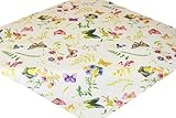 KAMACA Tischdecke Schmetterlinge auf der Blumenwiese Tischwäsche Küche Esstisch Frühling Sommer Blumen waschbare Tischdekoration ganzjährig (Mitteldecke 85x85 cm)