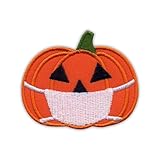 Halloween-Kürbis mit Gesichtsmaske, zum Aufbügeln oder Heißsiegeln, bestickter Aufnäher/Abzeichen/Emblem