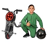 Kinder Elektro Driftscooter, 180W Drift Scooter mit LED-Anzeige, Drift Cart 360-Grad-Drehung, 3 Geschwindigkeitsstufen, Kinder Auto Elektro Sitz Verstellbar, Drift Kart Drift Auto (Schwarzer Blitz)