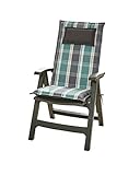 Homeoutfit24 Donau Gartenstuhlauflagen Hochlehner, 4er Set, Made in Europe, Gartenstühle Sitzauflagen, Gartenstuhlauflagen, Sitzkissen, Polsterauflagen UV-Beständig, Sitzkissen, Hochlehner Auflagen