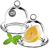 KADAX Zitronenbehälter mit Deckel, Glasbehälter mit Teller, Frischhaltedose für Zitrone, Tomate, Glasglocke, Kuchenglocke aus hochqualitativem Glas, rund, transparent