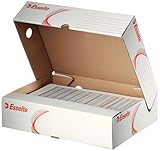 Esselte Klappschachtel, Große Öffnung und 80 mm Rückenbreite, A4, Faltbar, 10 Stück, Weiß, Standard Archiv Serie, 128005