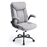 MZLEE Ergonomischer Bürostuhl Computerstuhl Schreibtischstuhl Drehbarer Arbeitsstuhl mit hochklappbarer Armlehne, höhenverstellbar, Bequem für Büro Heim Gaming (Grauer Stoff)