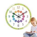 Lernuhr für Kinder, Lernuhr, Wanddekoration für 8-Zoll-Klassenuhren | Lernuhr für den Unterricht 'Zeit ohne Ticken, leise Uhr