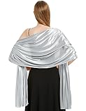 Xnova Stola damen Festlich 200 * 70 cm, Chiffon Schal Shawl Multifunktionstuch Leicht, Elegant übergroßen Schultertuch Chiffontücher für Abendkleid (Silber)