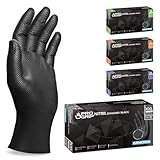 PROGRIP Einweghandschuhe Diamant Grip, Schwarz, Einmalhandschuhe Extra Stark, Nitrilhandschuhe Gr. XXL, 2x dicker, Handschuhe Einweg, Arbeitshandschuhe für Werkstatt & Montage, 50 Stk/Box