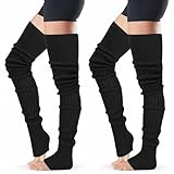 XEPST 2 Paare Stulpen Damen Lange Winter Beinwärmer, Stulpen Mädchen Beinstulpen Damen Stricken Häkelarbeit Pulswärmer Leg Warmers Stiefel Boot Abdeckung für Winterwärmer (85 cm, Schwarz)