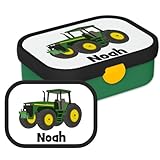 Mepal Personalisierte Brotdose mit Namen - Bento Lunchbox für Kinder - Traktor - Geeignet für bis zu 4 Butterbrote - BPA-frei & Spülmaschinenfest - 750 ml - Traktor Cartoon