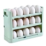 Eierhalter Kühlschrank 3-lagiger Organizer mit Griffen PP 25x19,5x10,2cm 320g für 30 Eier Küche Gefrierschrank Vorratsschrank Wohnung Camping Bauernhaus Aufbewahrung